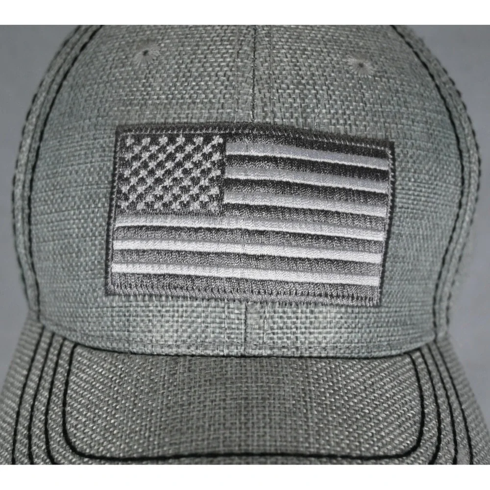 Light Gray American Flag Snapback Hat Adjustable Cap Patriotic